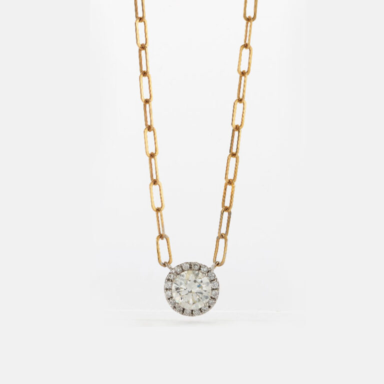 NYC diamond halo necklace